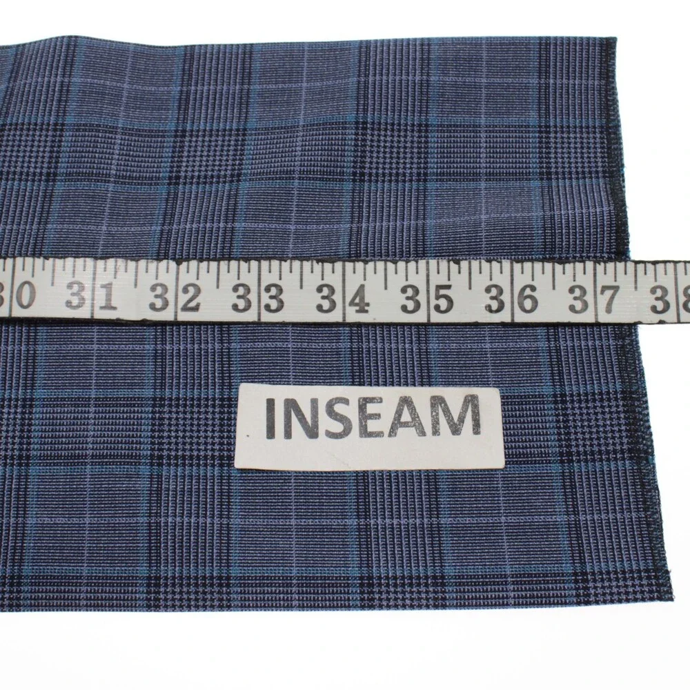 PT Torino NWT Dress Pants Size 50 (US 34) Slim Fit Super 110's Blue Plaid Wool